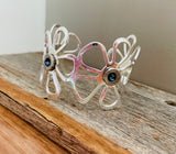 Silver Flower Cuff Bangle