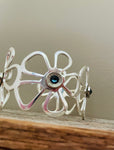 Silver Flower Cuff Bangle