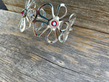 Silver Flower Cuff Bangle