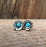 9mm Luger nickel earrings