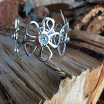 Silver Flower Cuff Bangle