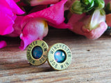 Winchester .308 Brass earrings - opals