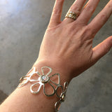 Silver Flower Cuff Bangle